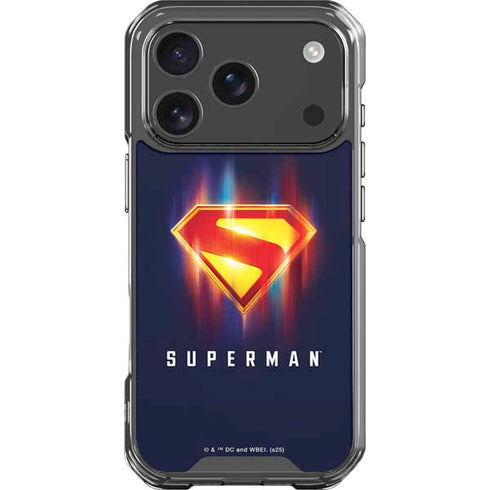 Superman 2025 Energy Shield Neon Emblem iPhone 18 Pro Clear Case