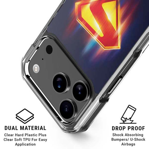 Superman 2025 Energy Shield Neon Emblem iPhone 18 Pro Clear Case