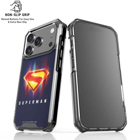 Superman 2025 Energy Shield Neon Emblem iPhone 18 Pro Clear Case
