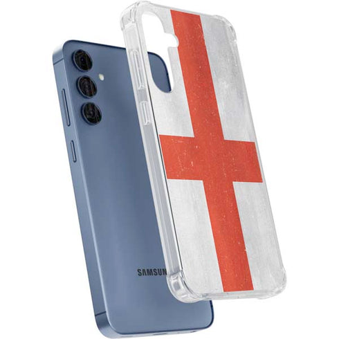England Flag Distressed Galaxy A55 5G Clear Case