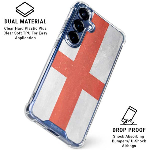 England Flag Distressed Galaxy S25 Clear Case
