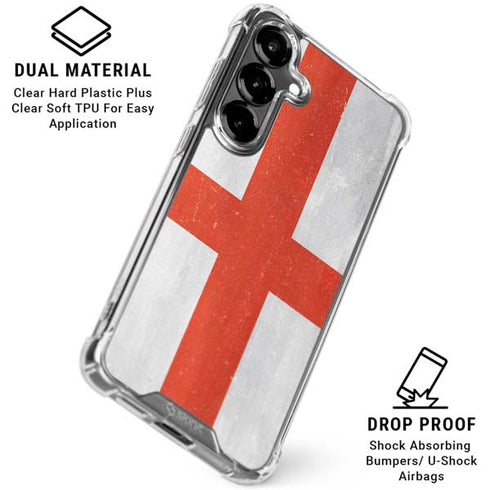 England Flag Distressed Galaxy S26 Plus Clear Case