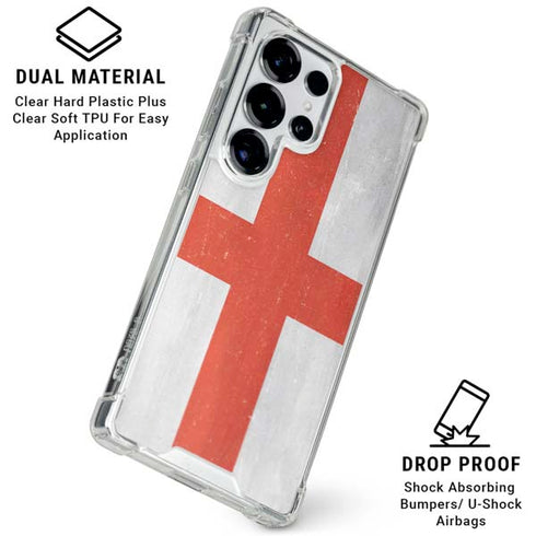 England Flag Distressed Galaxy S26 Ultra Clear Case