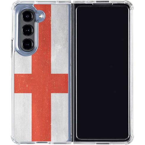 England Flag Distressed Galaxy Z Fold5 5G Clear Case