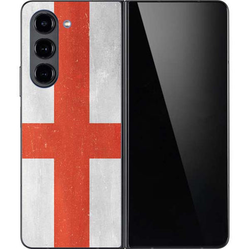 England Flag Distressed Galaxy Z Fold5 5G Skin
