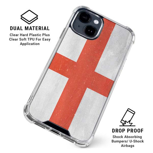 England Flag Distressed iPhone 15 Clear Case