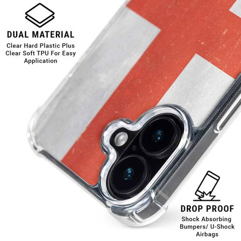 England Flag Distressed iPhone 16 Clear Case