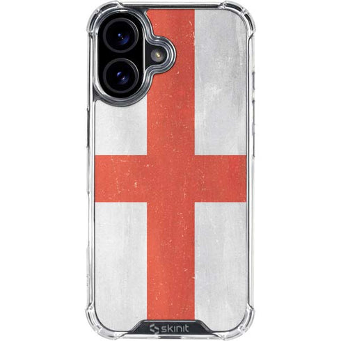 England Flag Distressed iPhone 16 Plus Clear Case
