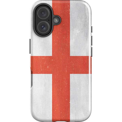 England Flag Distressed iPhone 16 Plus Impact Case