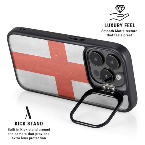 England Flag Distressed iPhone 16 Pro Kickstand Case
