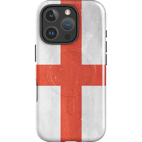 England Flag Distressed iPhone 16 Pro Magsafe Impact Case