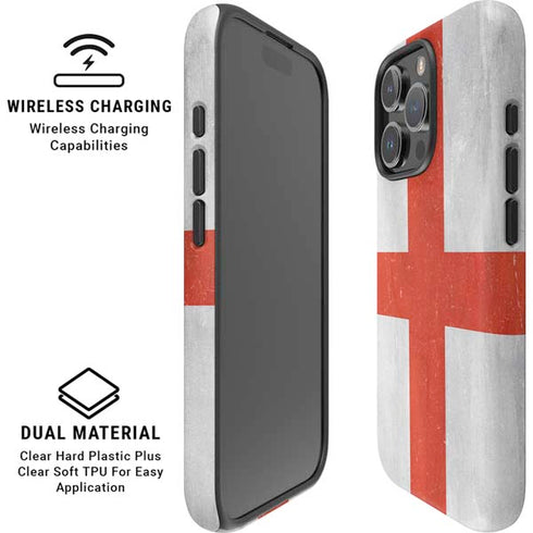 England Flag Distressed iPhone 16 Pro Magsafe Impact Case