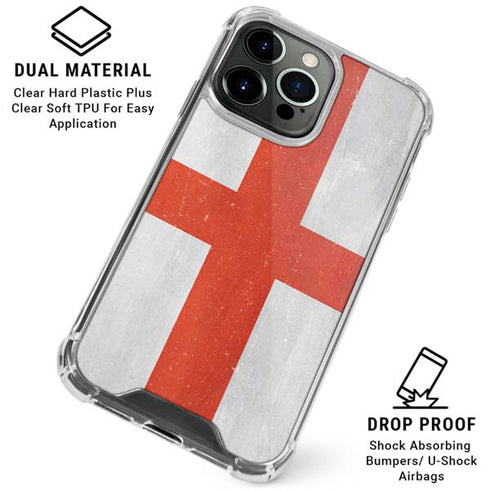 England Flag Distressed iPhone 16 Pro Max Clear Case