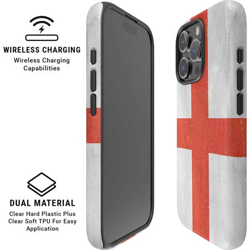 England Flag Distressed iPhone 16 Pro Max Magsafe Impact Case