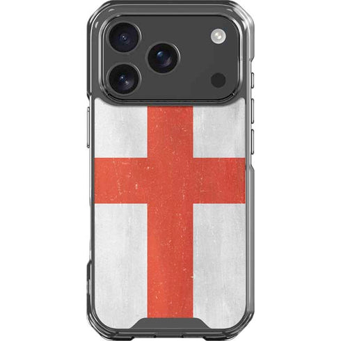 England Flag Distressed iPhone 18 Pro Clear Case