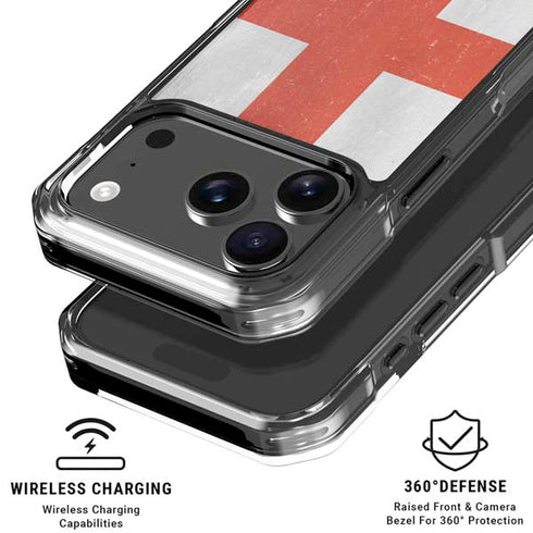 England Flag Distressed iPhone 18 Pro Clear Case