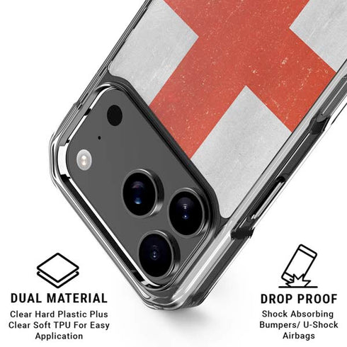 England Flag Distressed iPhone 18 Pro Clear Case