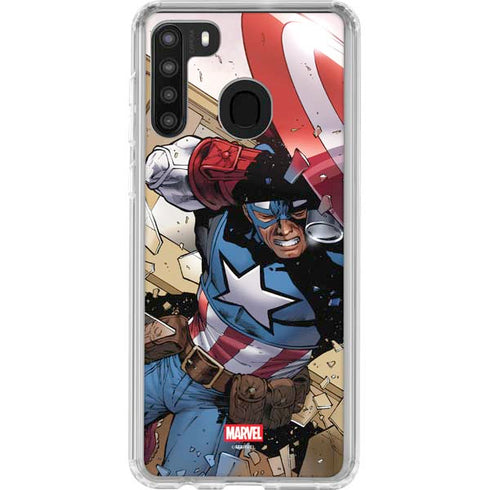 Marvel Captain America Epic Shield Break Galaxy A21 Clear Case