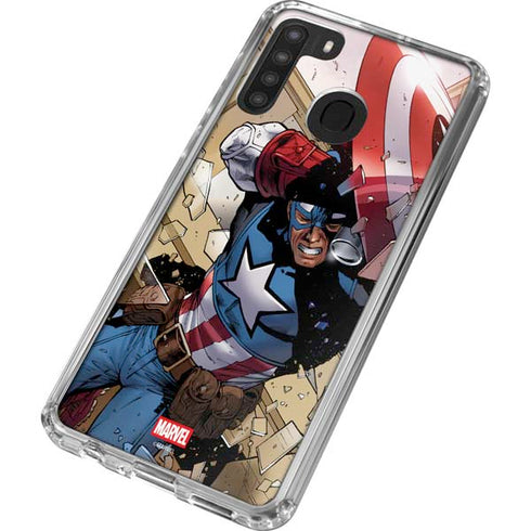 Marvel Captain America Epic Shield Break Galaxy A21 Clear Case