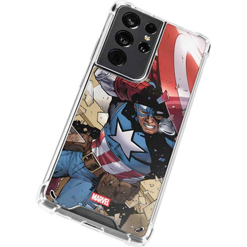 Marvel Captain America Epic Shield Break Galaxy S21 Ultra 5G Clear Case
