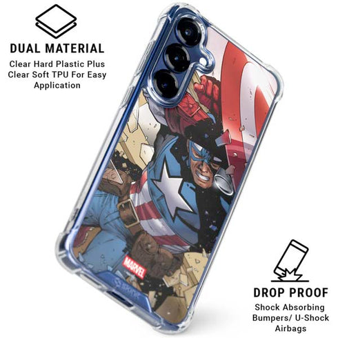 Marvel Captain America Epic Shield Break Galaxy S25 Clear Case
