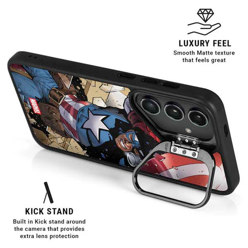Marvel Captain America Epic Shield Break Galaxy S25 Plus Kickstand Case