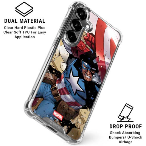 Marvel Captain America Epic Shield Break Galaxy S26 Plus Clear Case