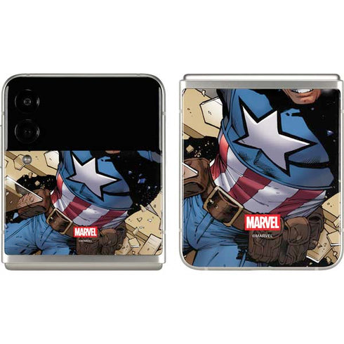 Marvel Captain America Epic Shield Break Galaxy Z Flip3 5G Skin