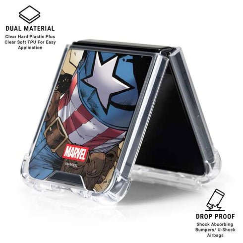 Marvel Captain America Epic Shield Break Galaxy Z Flip6 Clear Case