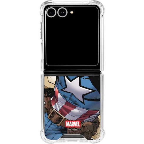 Marvel Captain America Epic Shield Break Galaxy Z Flip7 Clear Case