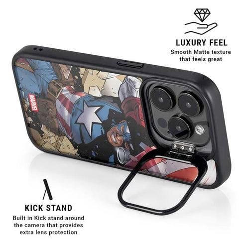 Marvel Captain America Epic Shield Break iPhone 13 Pro Kickstand Case