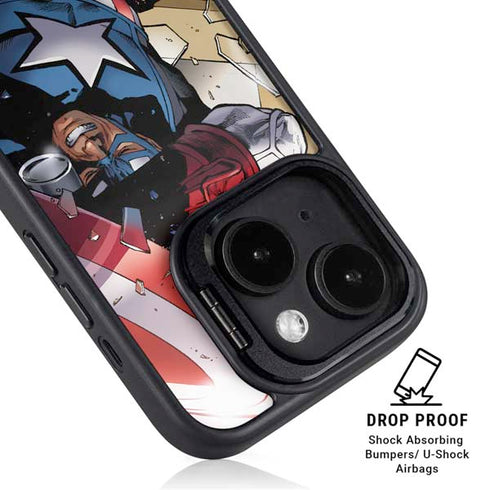 Marvel Captain America Epic Shield Break iPhone 15 Kickstand Case