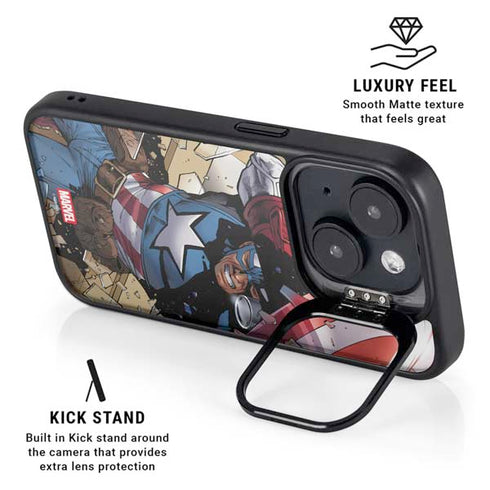 Marvel Captain America Epic Shield Break iPhone 15 Plus Kickstand Case