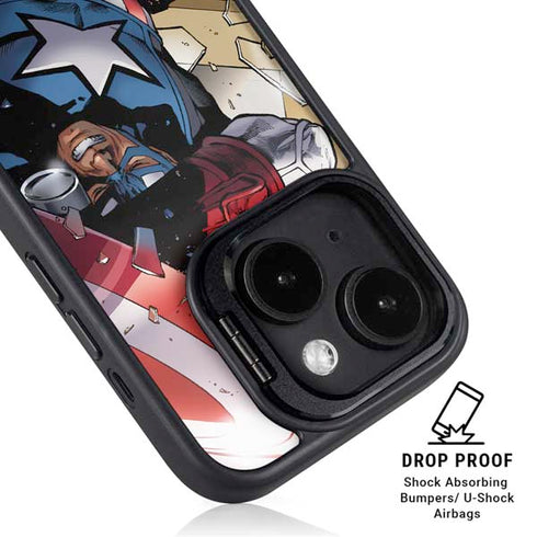 Marvel Captain America Epic Shield Break iPhone 15 Plus Kickstand Case