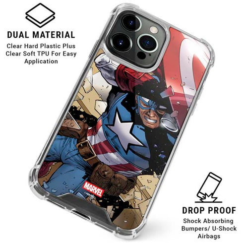 Marvel Captain America Epic Shield Break iPhone 15 Pro Clear Case