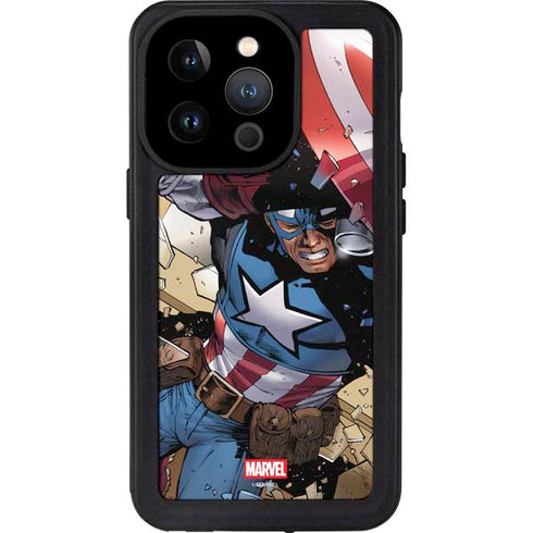 Marvel Captain America Epic Shield Break iPhone 15 Pro Waterproof Case