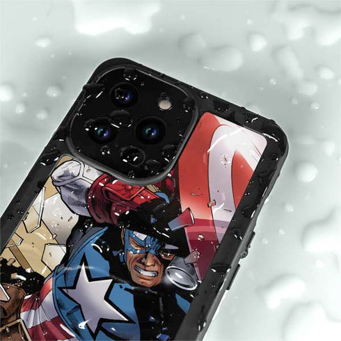 Marvel Captain America Epic Shield Break iPhone 15 Pro Waterproof Case