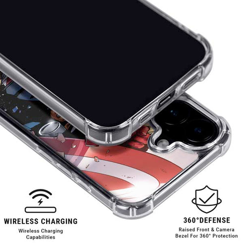 Marvel Captain America Epic Shield Break iPhone 16 Plus Clear Case