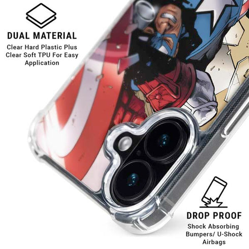 Marvel Captain America Epic Shield Break iPhone 16 Plus Clear Case