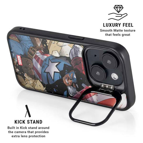 Marvel Captain America Epic Shield Break iPhone 16 Plus Kickstand Case