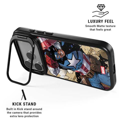 Marvel Captain America Epic Shield Break iPhone 17 Pro Kickstand Case