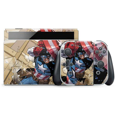 Marvel Captain America Epic Shield Break Nintendo Switch OLED (2021) Skin