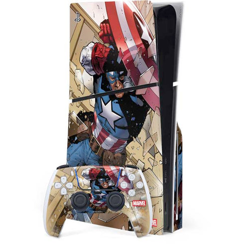 Marvel Captain America Epic Shield Break PS5 Slim Disk Bundle Skin