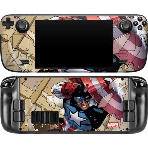 Marvel Captain America Epic Shield Break Steam Deck Handheld Gaming Computer OLED Skin