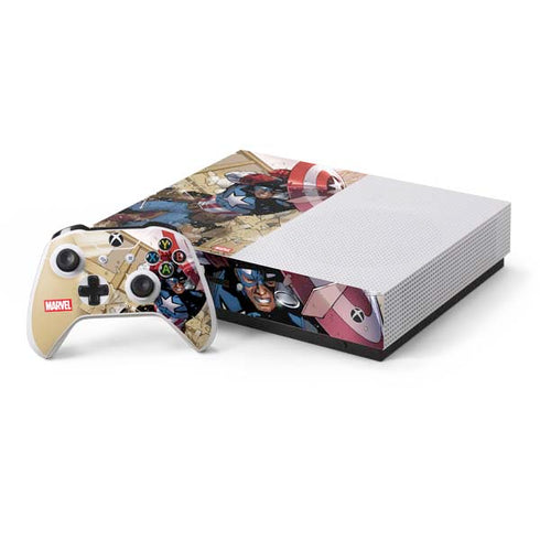 Marvel Captain America Epic Shield Break Xbox One S Console and Controller Bundle Skin