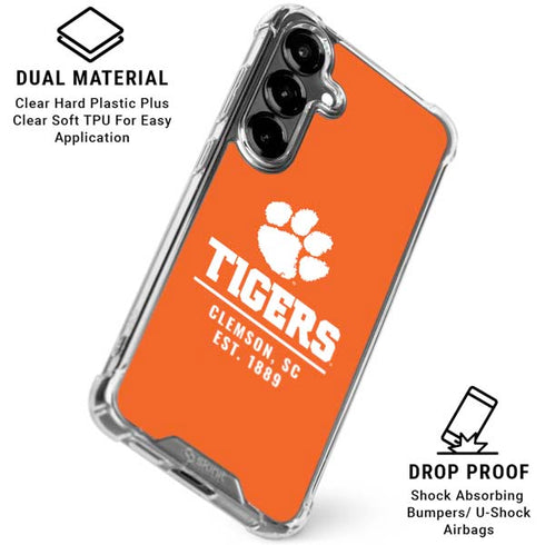 Clemson University Tigers Est 1889 Orange Galaxy S26 Clear Case