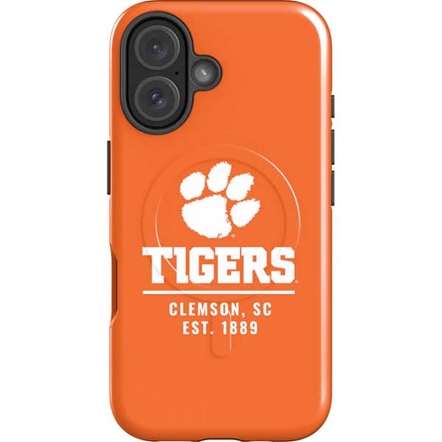 Clemson University Tigers Est 1889 Orange iPhone 16 Plus Magsafe Impact Case