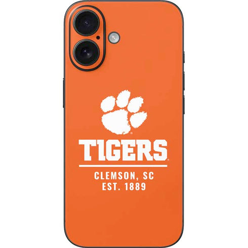 Clemson University Tigers Est 1889 Orange iPhone 16 Skin
