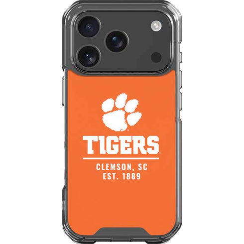 Clemson University Tigers Est 1889 Orange iPhone 18 Pro Clear Case