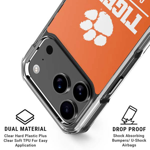 Clemson University Tigers Est 1889 Orange iPhone 18 Pro Clear Case
